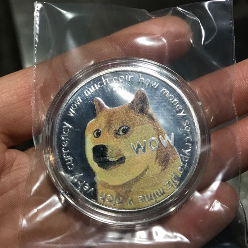 Gold Silver Plated Dogecoin Commemorative Coin - Dog Pattern Souvenir Collection: Silver