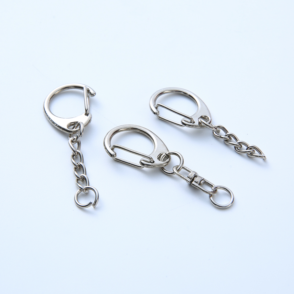 10/20/50/100 Uds. Anillos de llavero con gancho a presión D a granel con anillo de salto abierto y conector para llavero y suministros de costura DIY