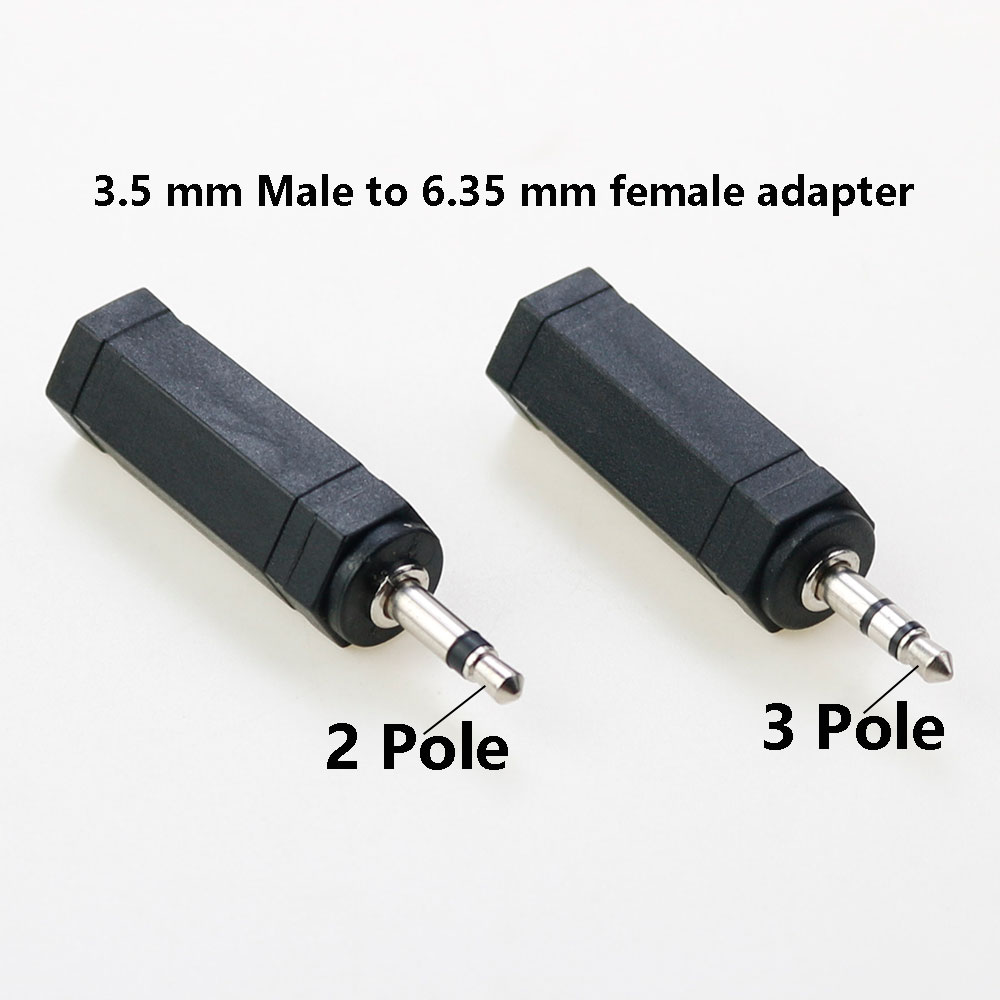 2 Pole Mono / 3 Pole Dual channel Stereo Jack plug Adapter 3.5 mm Male to 6.35 mm Female Audio Converter Adaptor
