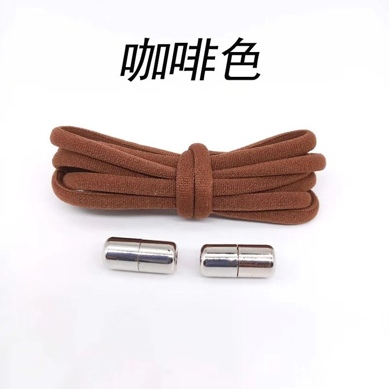 Cordones redondos elásticos para zapatillas de niños y adultos, cordones sin atar, 110cm: Castaño