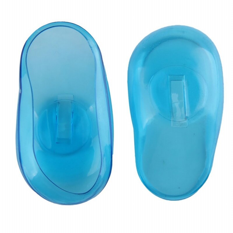 AAAE Top-2PCS Blue Clear Silicone Ear Cover Hair Dye Shield Protect Salon Color