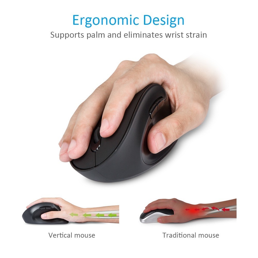 Delux M618SE 2.4G Wireless Mouse 6 Buttons 1600 DPI Ergonomic Vertical Optical Office Computer Mice Wireless For PC Laptop