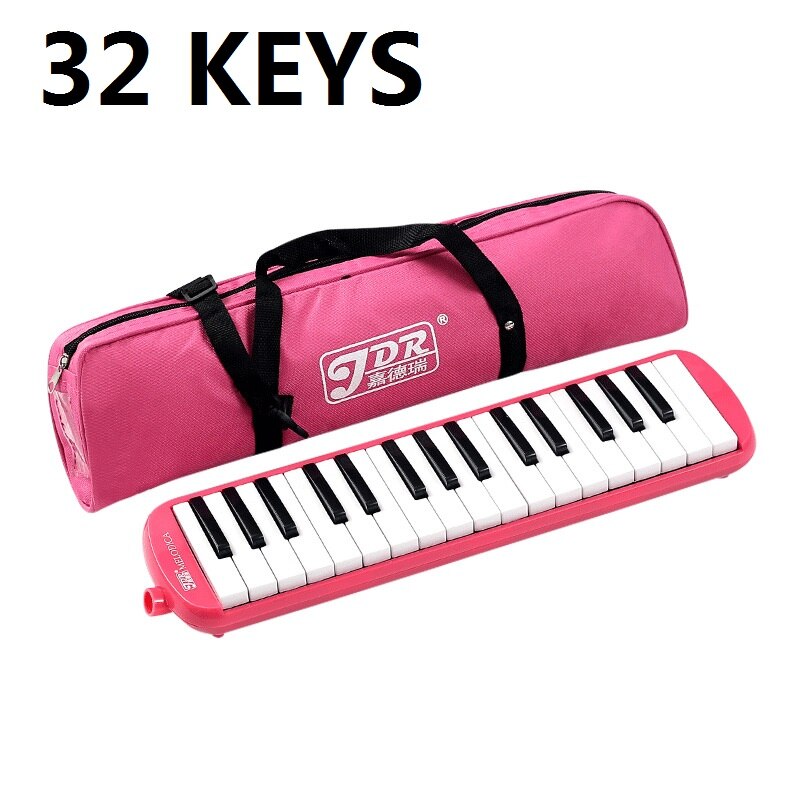 32/37 Keys Melodica Piano Melodic Keyboard Instrument musical with Carrying Bag Strap Mouthpiece: 32 KEYS Pink