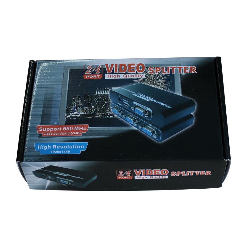 V1S4 vga splitter 1x4 1 in 4 out 450mhz device 1920*1440 4 port vga video splitter duplicator