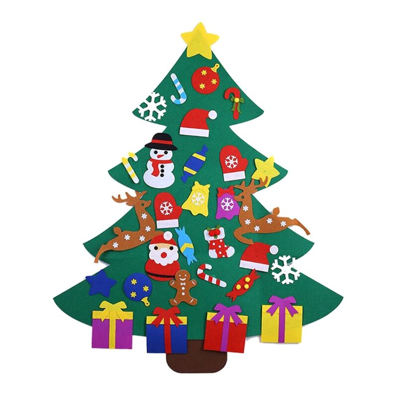 Kids Diy Vilt Kerstboom Decoratie Kerstman Sneeuwpop Ornamenten Kinderen Jaar Xmas Versiering