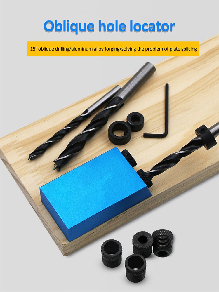 Hole Locator Angle Drill Guide Pocket Oblique Hole Screw Jig 15 Degree Carpentry Supplies Accessories Punch Locator