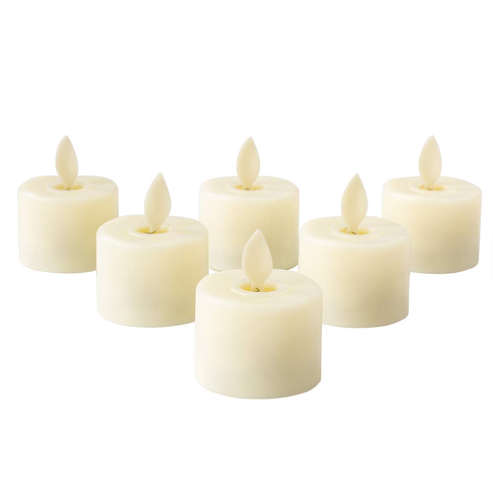 Paquete de 2 velas de luz LED con forma de vela pequeña móviles, vela de pilar sin llama blanca cálida con pilas con bombilla parpadeante de baile