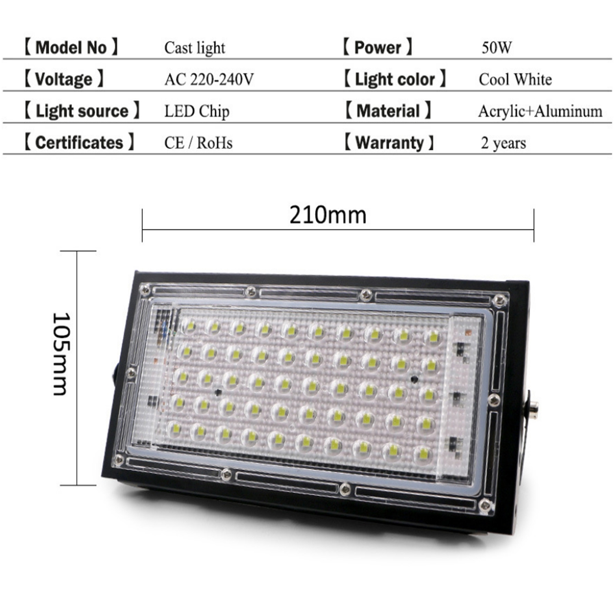 50W 110V 220V LED Flood Light Spotlight Floodlight Outdoor Waterproof IP65 Garden Wall lamp Street Led Reflector Cast light