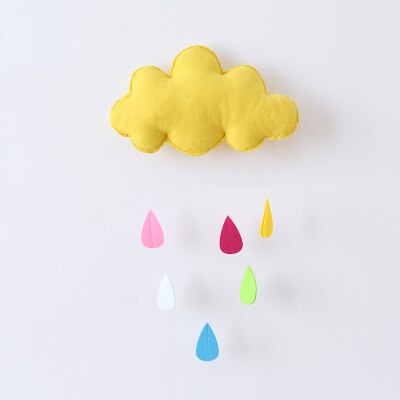 Kids teepe tent home decor handgemaakte wolken regendruppels non-woven muurstickers Jaar hanger fotografie props: Light Grey