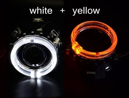 3.0 2.5 inch Hid Bixenon Projector Lens Led Angel Eyes Shrouds Kit Bluetooth APP Control RGB LED Angel Eyes Color-changing Mask: 2.5 w y rings