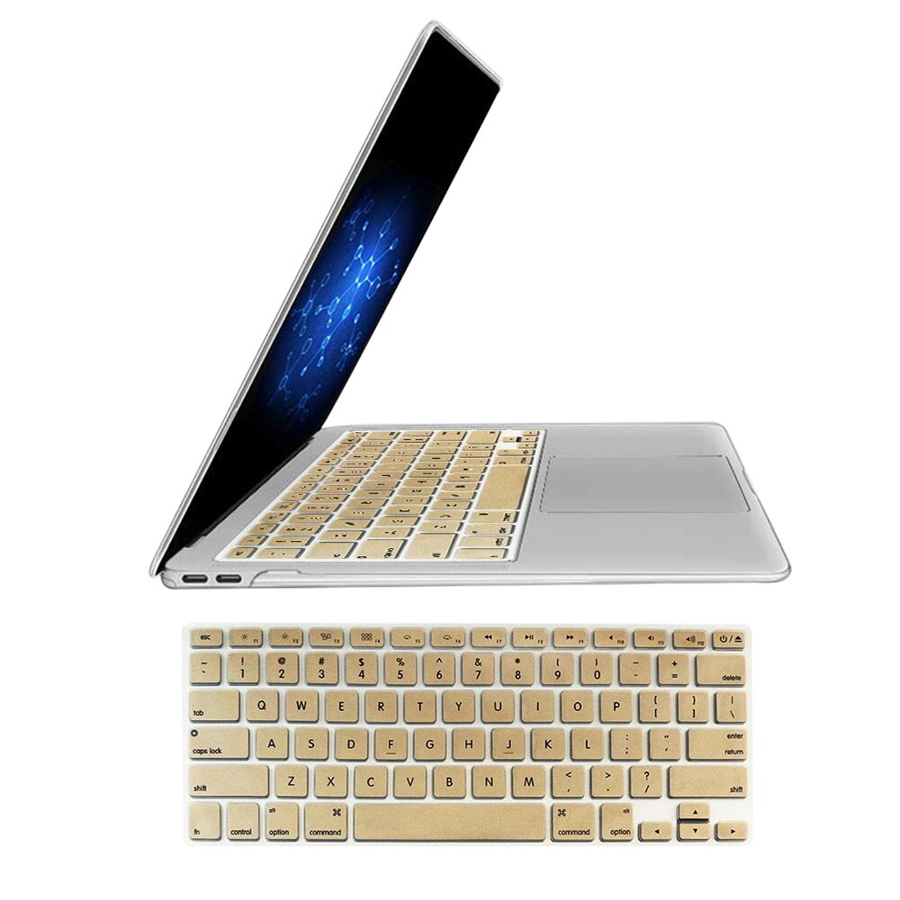 Pegatinas de teclado para Apple Macbook Pro 13 pulgadas A1708/ Macbook 12 pulgadas (A1534), funda de teclado de silicona suave a prueba de polvo: Gold