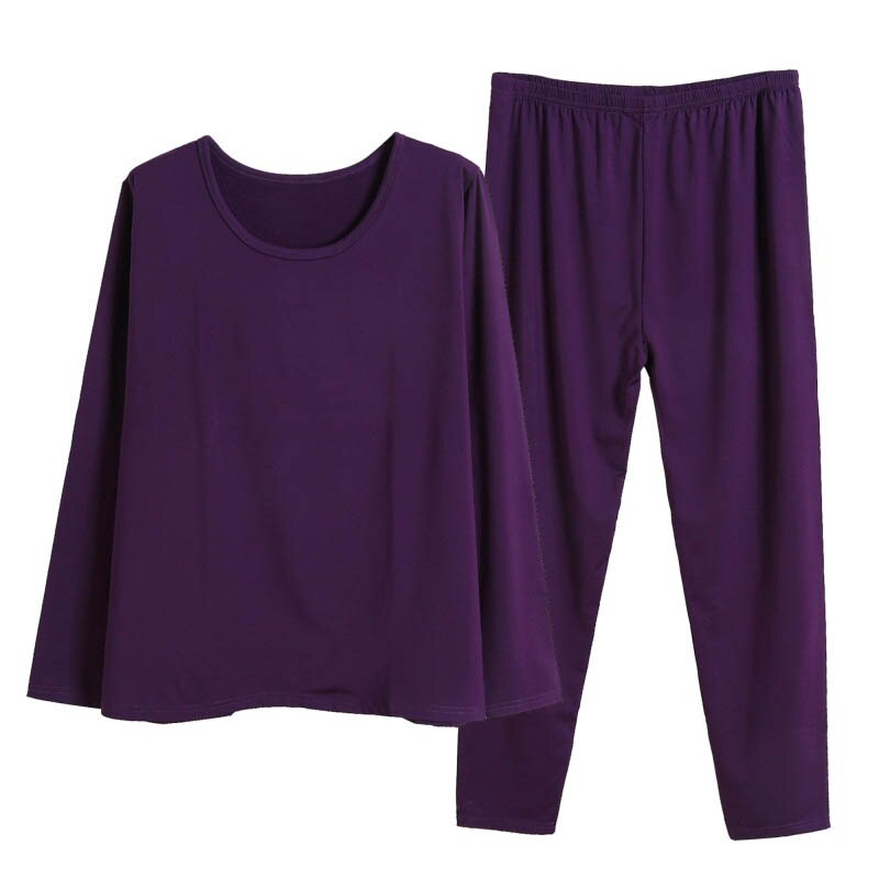 Höst vinter plus size fleece långkalsonger dam byst 150-175cm 6xl 7xl 8xl 9xl termounderkläder set i bomull svart lila rosa