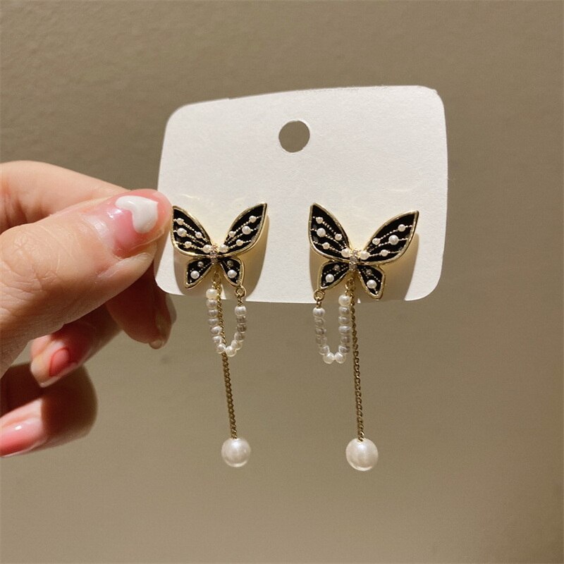 Boucles d'oreilles papillon en Zircon doré pour femmes, bijoux élégants, à la , de fête de mariage: style7