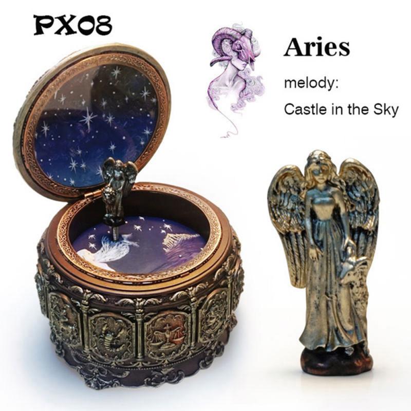 Twaalf Sterrenbeelden Met Led Flash Retro Zodiak Twaalf Constellatie Muziekdoos Handgemaakte Art Muziekdoos Valentijnsdag Bbirthda: Aries