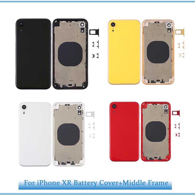 For XR Battery Back Cover For iphone XR Back Middle Frame Chassis Full Battery Housing Assembly Glass Replacement CE US