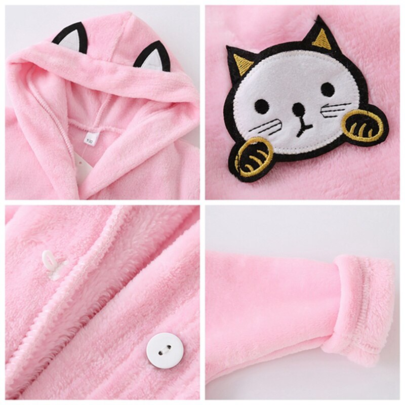 Children Robes Soft Baby Bathrobe Cute Animal Cartoon Babies Blanket Kids Hooded Bathrobes Toddler Bath Towel
