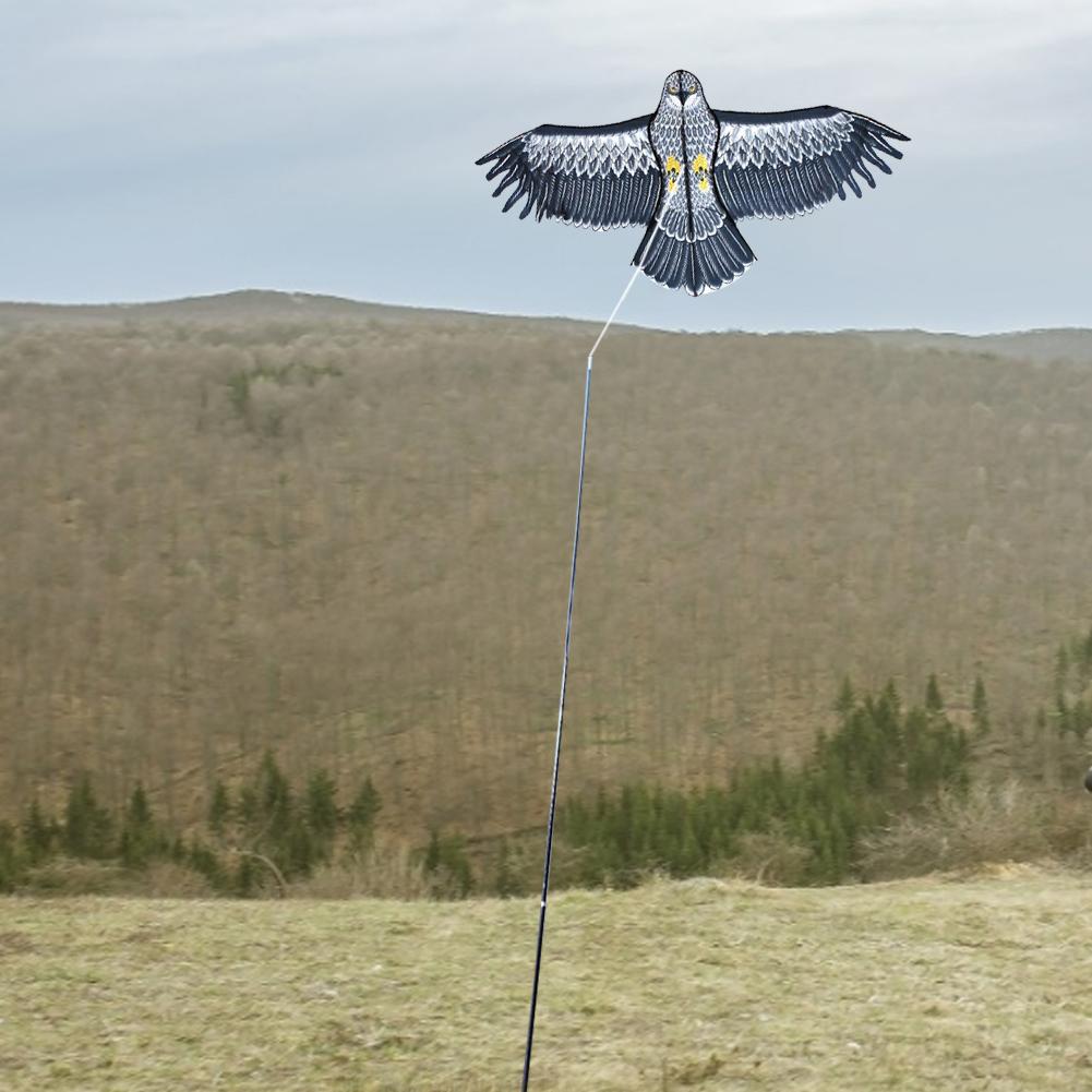 Espantapájaros emulación con halcón volando pájaro cometa para jardín espantapájaros patio casa brisa fácil de volar pájaro repelente