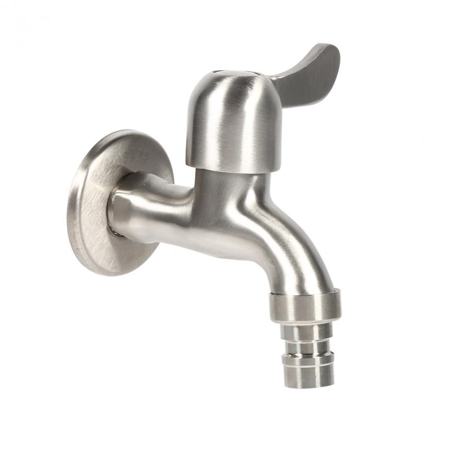 G1/2in Wasmachine Tub Tap Roestvrij Staal Chroom Enkele Koud Water Kraan Wall Mount Outdoor Tuin Kraan (sharp Mond)