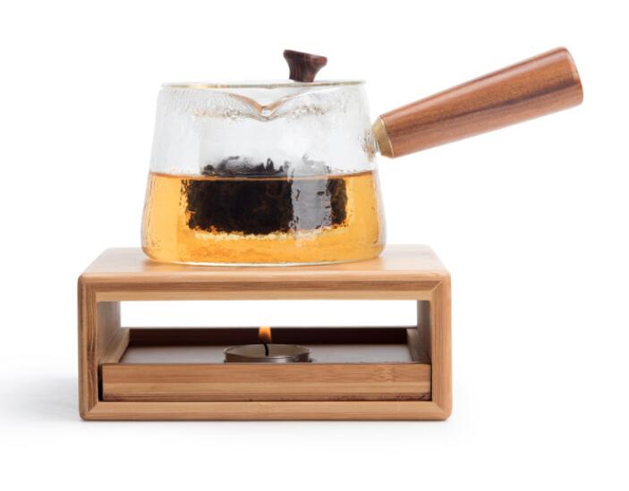 Bambus varmt te bord glas tekande opvarmning base stearinlys varm tekande japansk stil komfur