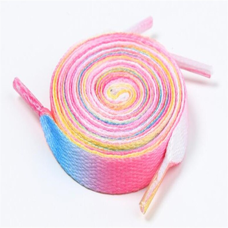 Cordones de colores para zapatillas de deporte, cordones planos con estampado de gradiente de arcoíris, colores cromáticos, 110CM, 2 uds.