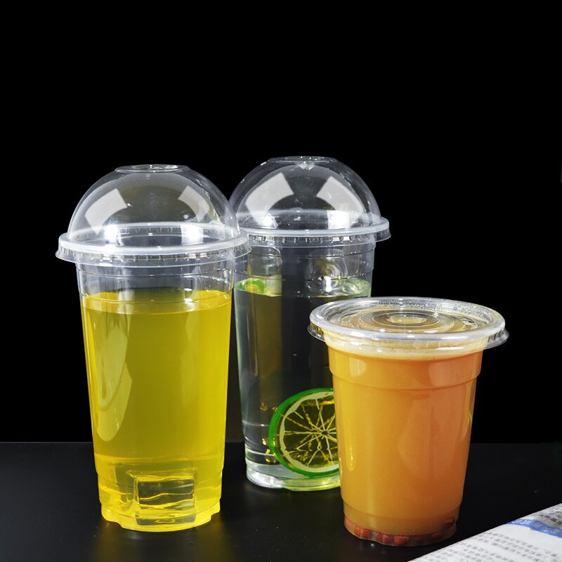 50 Stuks 95Mm Kaliber Transparante Wegwerp Glazen 400Ml Plastic Bekers Voor Drinken Party Gunsten Melk Thee cup Met Deksel