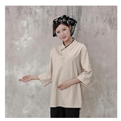 Japanese kimono Restaurant waitress uniform Sushi chef uniform Kimono Tops: Ivory / M