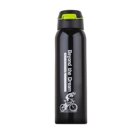 500ml mountainbike ridning cykel vandflasker dobbelt rustfrit stål termokop varmholdende vand kop kande sport kedel: Sort
