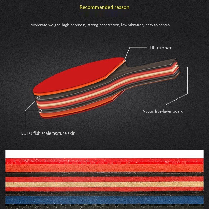 Boer Ping Pong Paddle Carbon Prestaties-Niveau Tafeltennis Racket Voor Toernooi Spelen