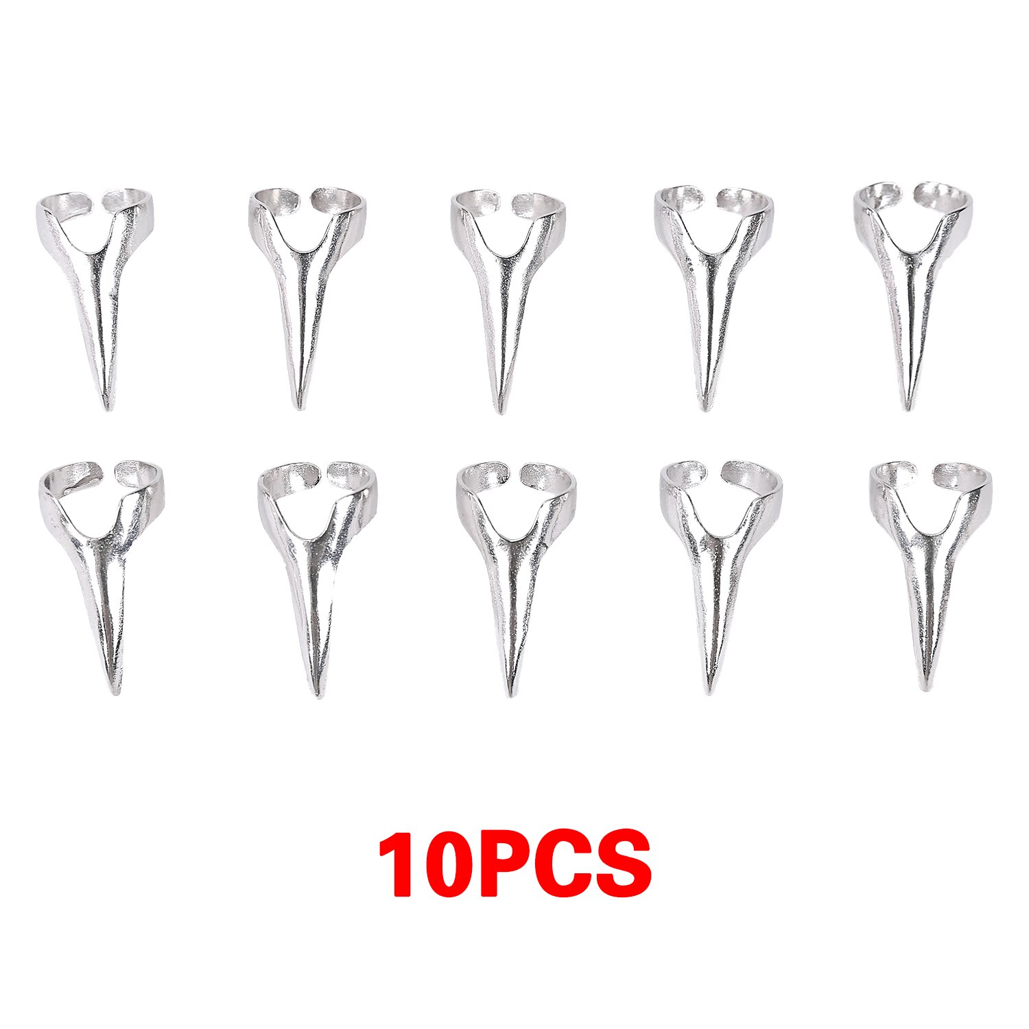 Haar Afscheid Tool Voor Vinger Voor Vlechten Haar Vlechten Accessoires Hairstylist Gevlochten Nagel Retro Haar Afscheid Tool: Silver 10pcs