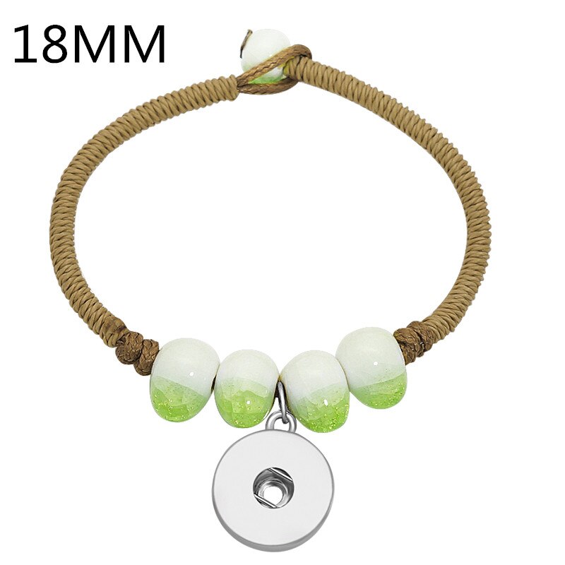 New Fashion corda marrone manuale perline sfumate in ceramica braccialetti a scatto 17CM bambini misura 12MM e 18MM bottoni automatici accessori fai da te SE0199