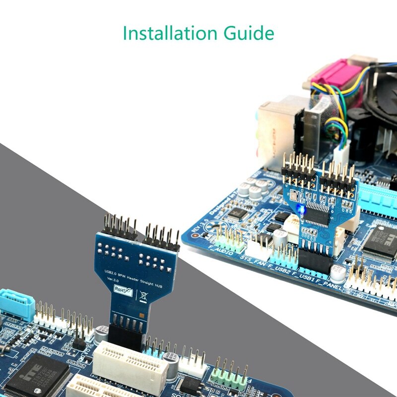 3-Port USB 2.0 Hub Module Vertical Installation for Desktop, Keyboard, Mouse, USB Flash Drive