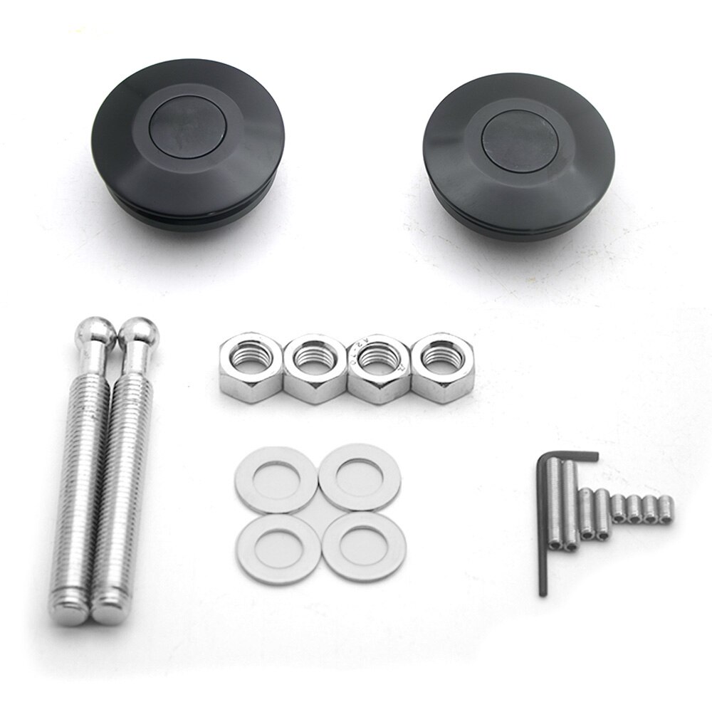 Universal Push Button Billet Hood Pins Lock Clip Kit Engine Bonnets Lock Aluminum Car Quick Latch: Black