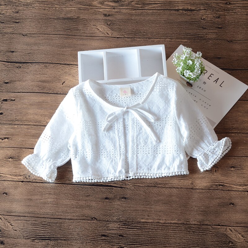 Cardigan blanc pour bébés filles, pull à manches 3/4, veste en coton, vêtements d'extérieur, manteau pour bébés filles de 9 12 24 mois