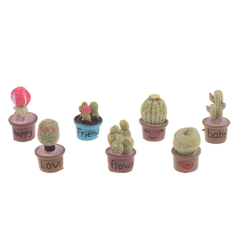 7Pcs 1:12 Poppenhuis Mini Vetplant Mini Boom Potplanten Voor Poppenhuis Decor