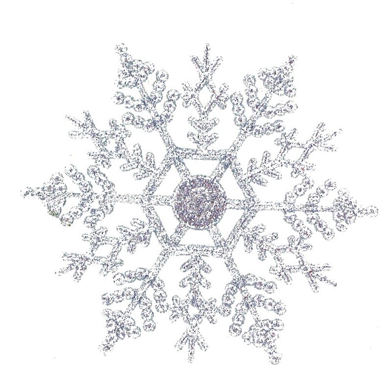 12 pièces/ensemble paillettes scintillantes flocon de neige ornements de noël guirlande de cintre d'arbre de noël faisant des décorations de noël: Silver