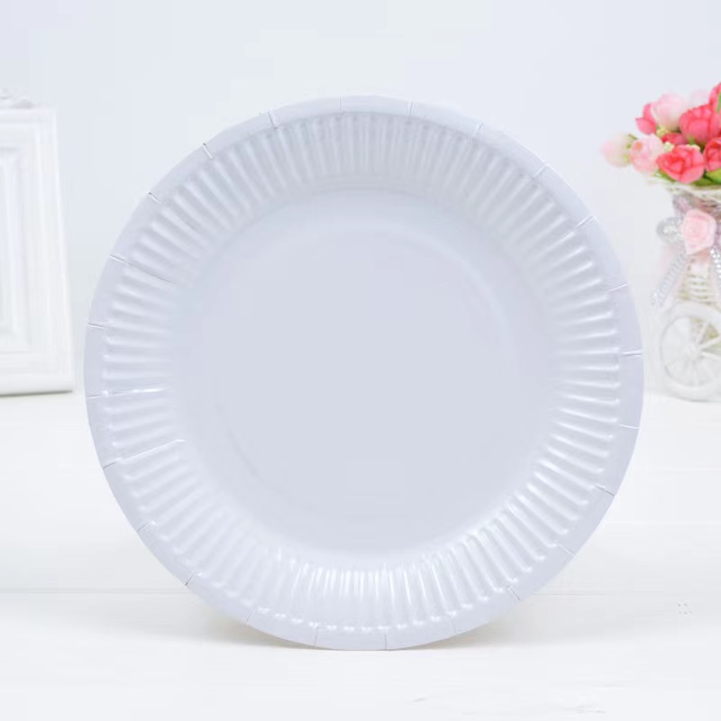 Solid Disposable Tableware Set, Party Supplies, Paper Plates, Wedding, Birthday Party Decor, Adult Favor, Black, Green, Blue,: WHITE