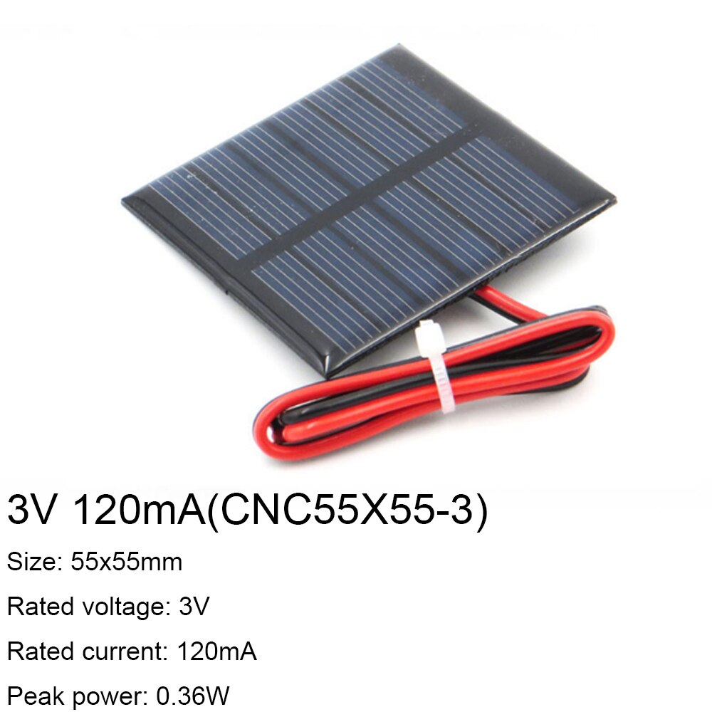 1PCS 1V 1.5V 2V 3V 3.5V Solar Panel With 30CM Wire Mini Solar System DIY For Battery Cell Phone Charger 300mA 500mA 0.3W 0.65W: 3V 120mA