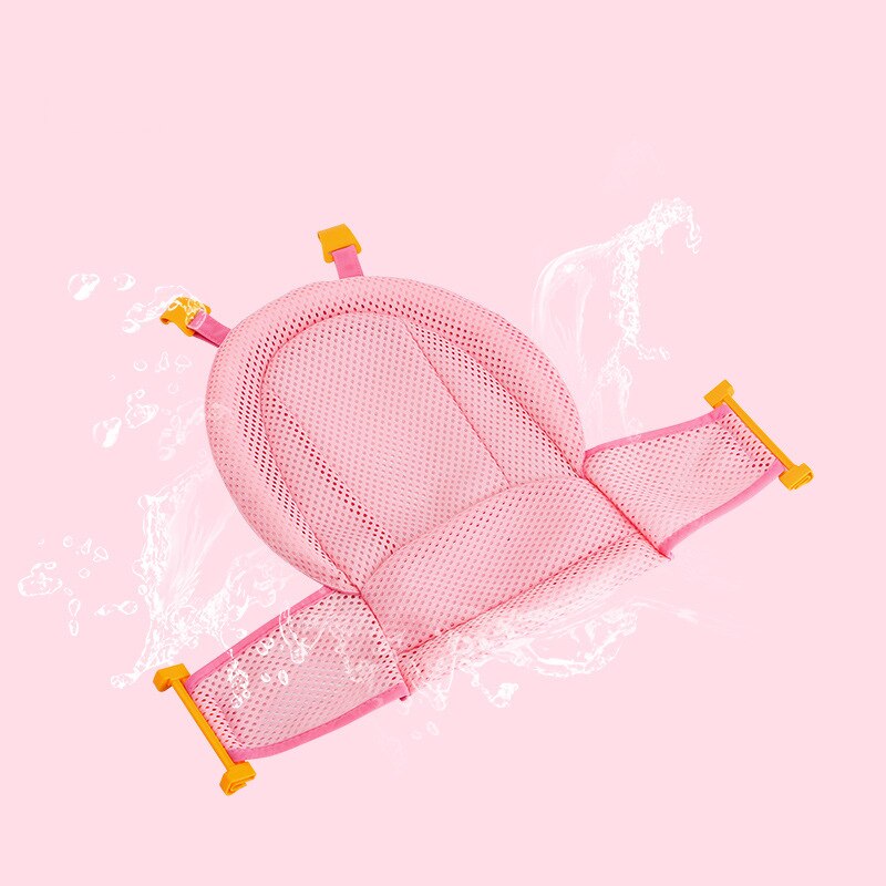 Baby säkerhet badmatta spädbarn badkar dusch stöd badkudde halkskydd justerbar badkar kudde sits matta poldable baby bad cusion: 4 stöd rosa