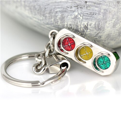 1Pcs Red Green Traffic Light Keychain Mini Car Key rings