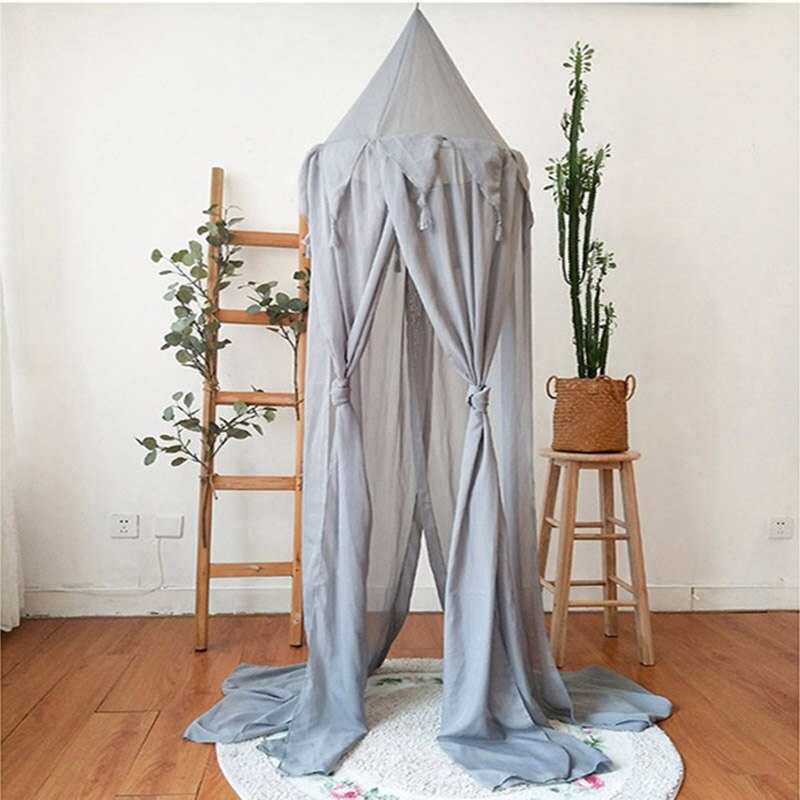 Pink Princess Canopy Bed Curtains Baby Crib Mosquito Net Tent Girls Room Accessories Home Decoration Children Play Tent for Kids: grey tent