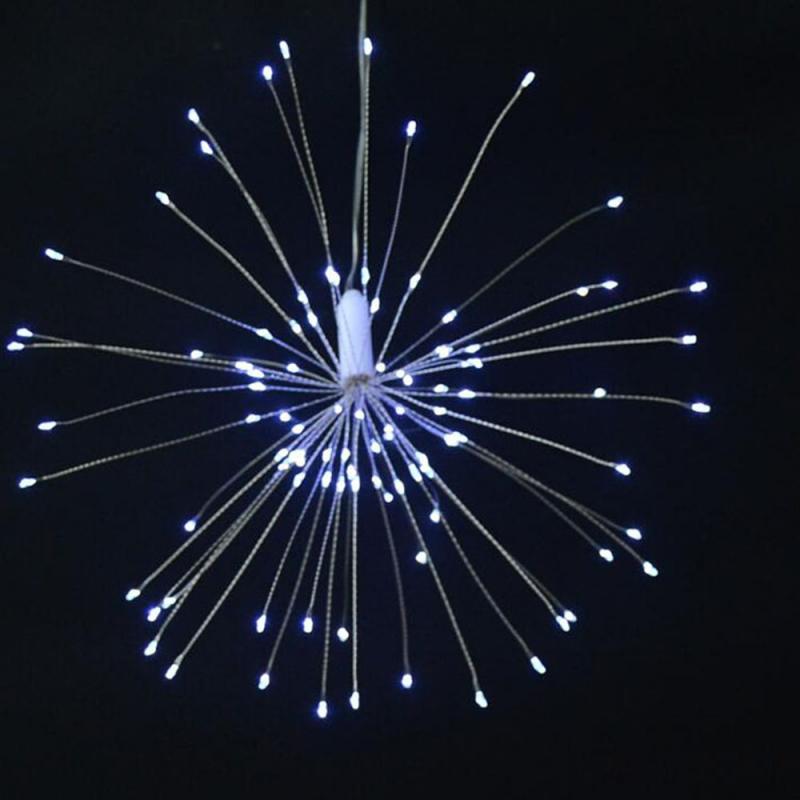 1pc Newest High Qulity Dandelion Firework Shaped Decorative Lamp With Remote Control Battery Box Version For Xmas: White light 120pcs