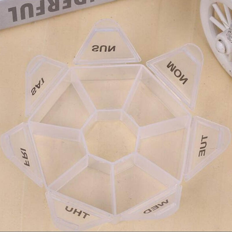 1pc 7 dagen medicijn pillendoos mini draagbare reisopslag vitamine doos soort tablet houder organizer container gevallen