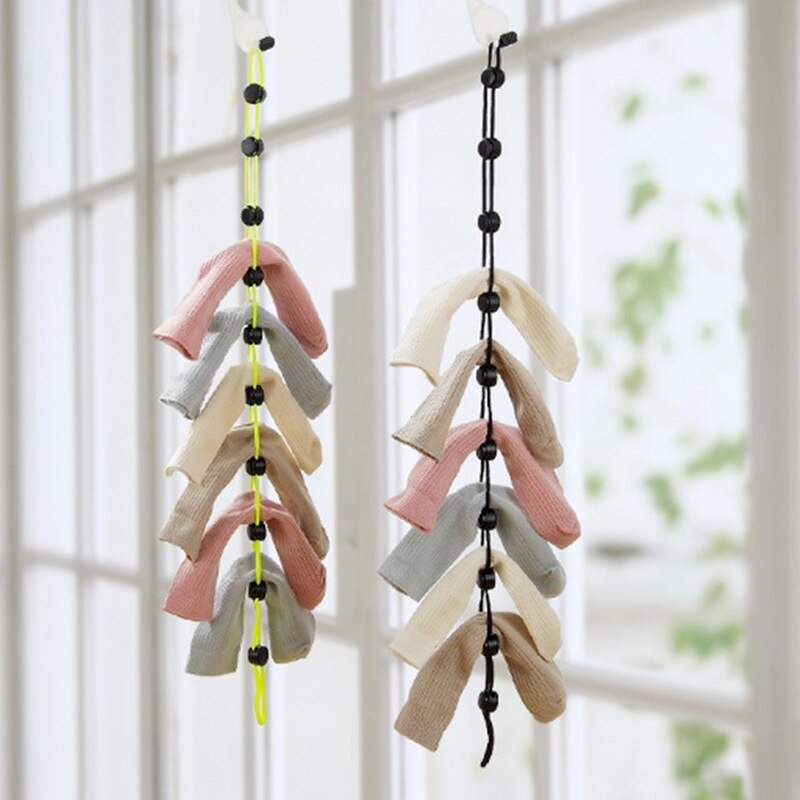 Multi-layer Sokken Lanyard Hanger Droogrek Kleding Handdoek Handtas Houder Mesh Droger Winddicht Ondergoed Sokken Clip Haken Rails