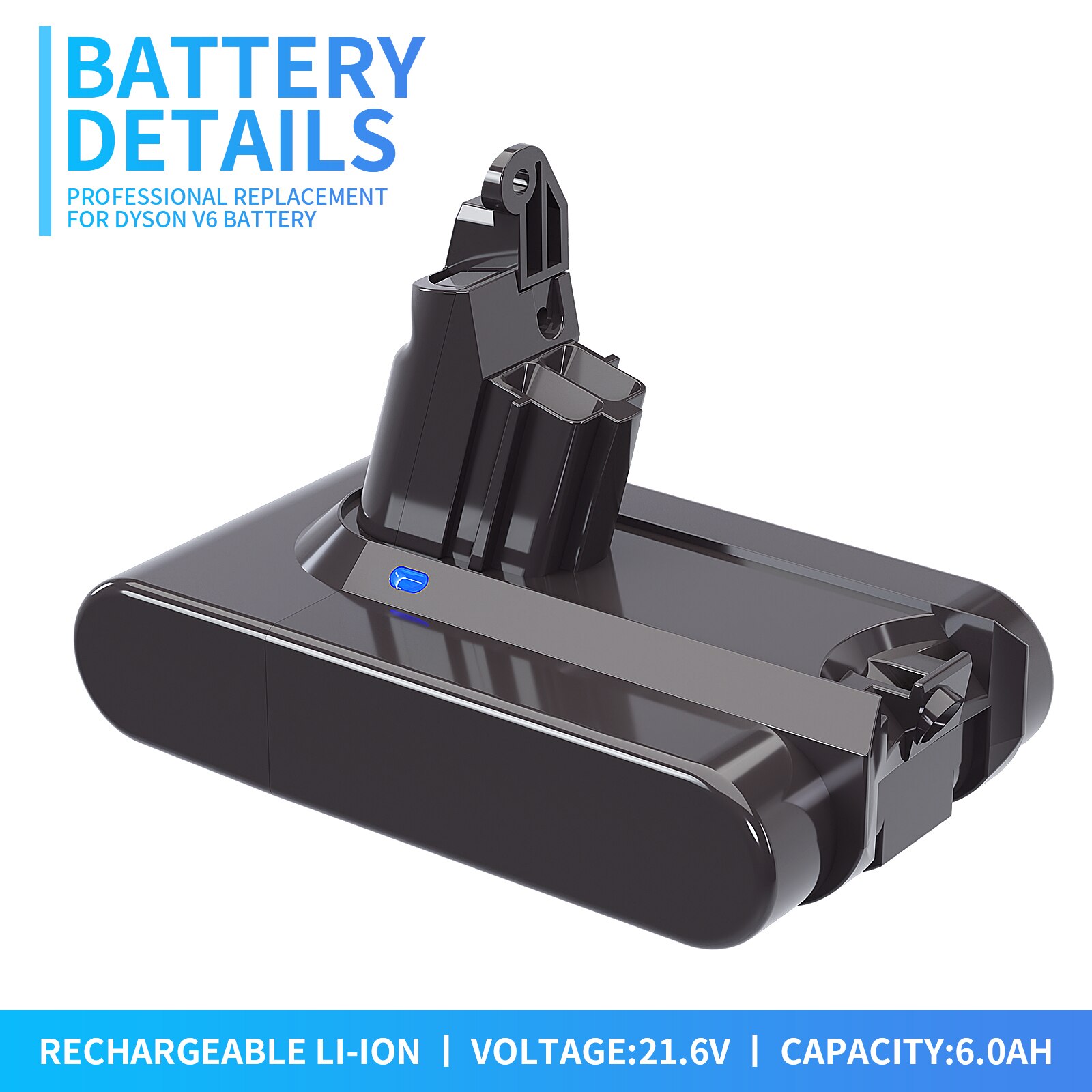 21.6v 6000 mah udskiftningsbatteri til dyson li-ion støvsuger  sv09 sv07 sv03 dc58 dc61 dc62 dc74 v6 965874-02 dyrebatteri