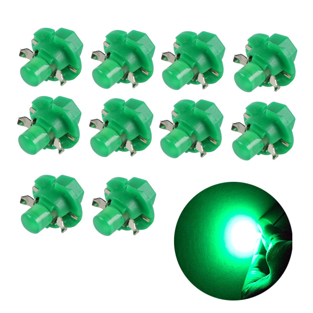 10 stk b8.4d b8.4 bx8.4 882 6000k-7000k instrumentbrættelys indikatorlys instrument luftlampe midterkonsol indvendigt lys: Grøn