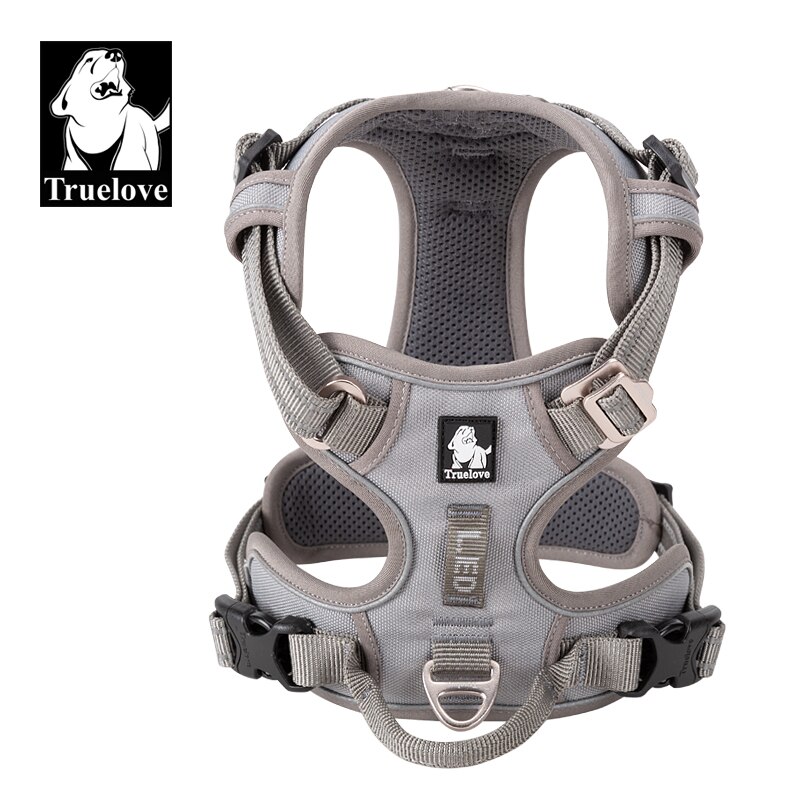 Truelove-arnés de nailon para mascotas, correas con reflectores de 3M, ajustable, aleación de aluminio, para perros grandes, medianos y pequeños, TLH56512: XS / Gray
