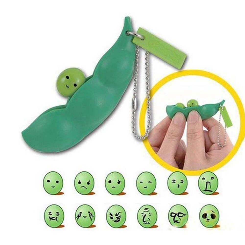 Groene Sojaboon Vorm Stress Decompressie Kid Volwassen Speelgoed Sleutelhanger Hanger