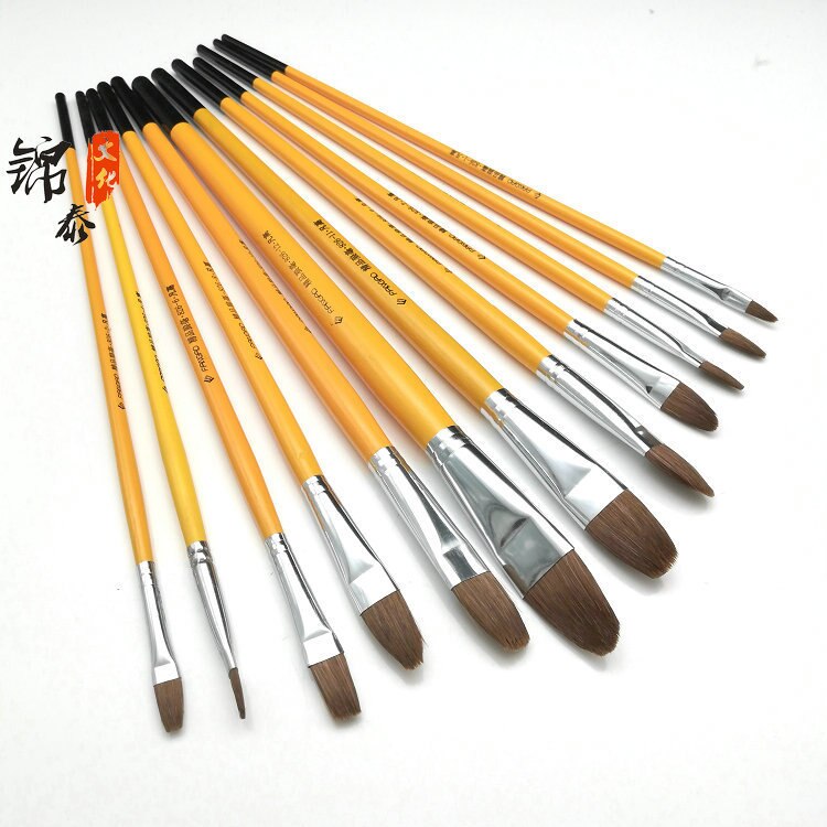 3 uds. De pincel para pintar al óleo/acuarela HECHO DE Pelo de lobo 1-12 pincel para pintar Número de lengua de pato, artículos de dibujo artístico de cabeza plana