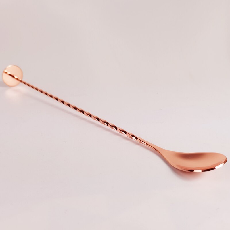 Outil de Bar pour Cocktail en acier inoxydable, filtre, bec verseur, cuillère à mélanger, couteau à chaîne, pinces à glace, tasse à mesurer, Shaker à Cocktail: Rose Gold Spoon