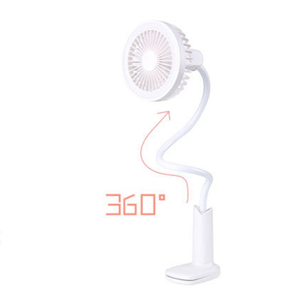 Portable USB Fan flexible with LED light Adjustable Cooler Mini Fan Handy Small Desktop USB Cooling Fan: White